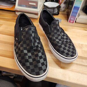 Vans Slip Ons, Black Chex